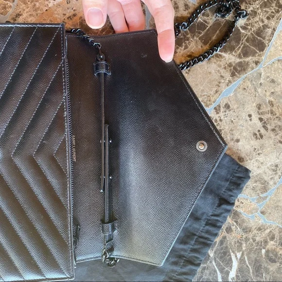 SOLD Saint Laurent Monogram Quilted Leather Wallet on a Chain - Picture 8 of 15